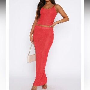 White Fox Red Sequin Knit Set Small Tank and Medium Skirt